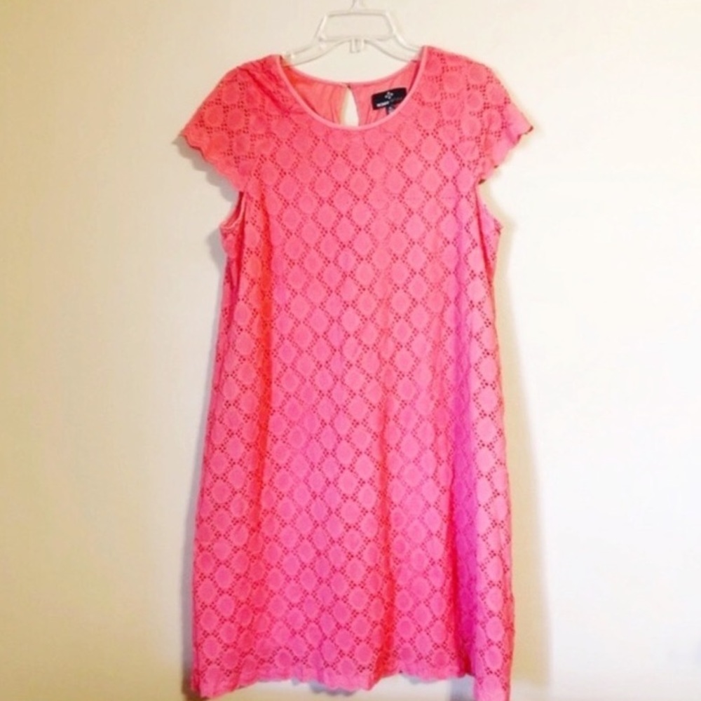 Ronni Nicole Coral Lace Overlay Dress (Size 14)